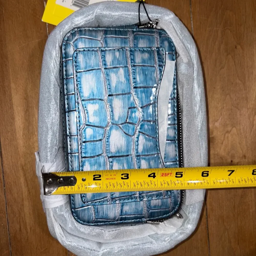 Marc Jacobs The Croc-Embossed Snapshot Camera Bag Light Blue Silver Hardware